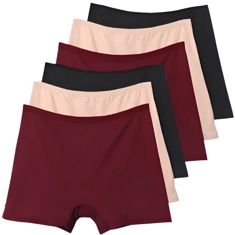 6er-Pack Plus Size Boxer Briefs aus Baumwolle, Damen-Sicherheitsslips mit hohem Bund