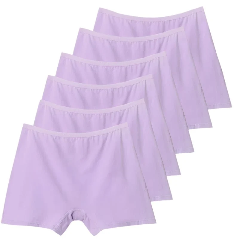 6er-Pack Plus Size Boxer Briefs aus Baumwolle, Damen-Sicherheitsslips mit hohem Bund