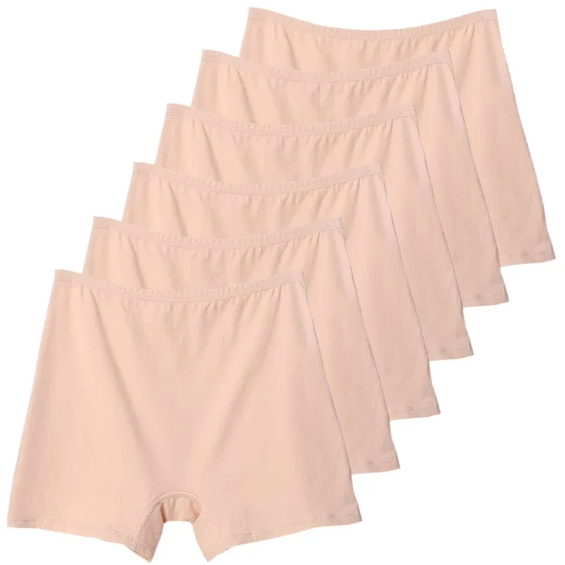 6er-Pack Plus Size Boxer Briefs aus Baumwolle, Damen-Sicherheitsslips mit hohem Bund