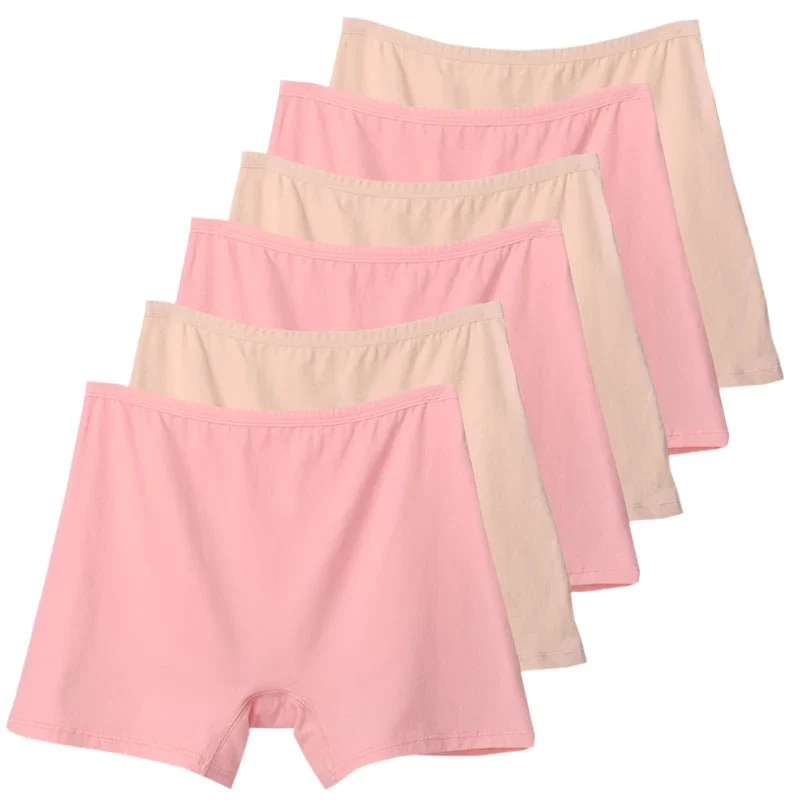 6er-Pack Plus Size Boxer Briefs aus Baumwolle, Damen-Sicherheitsslips mit hohem Bund