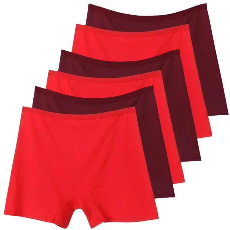 6er-Pack Plus Size Boxer Briefs aus Baumwolle, Damen-Sicherheitsslips mit hohem Bund