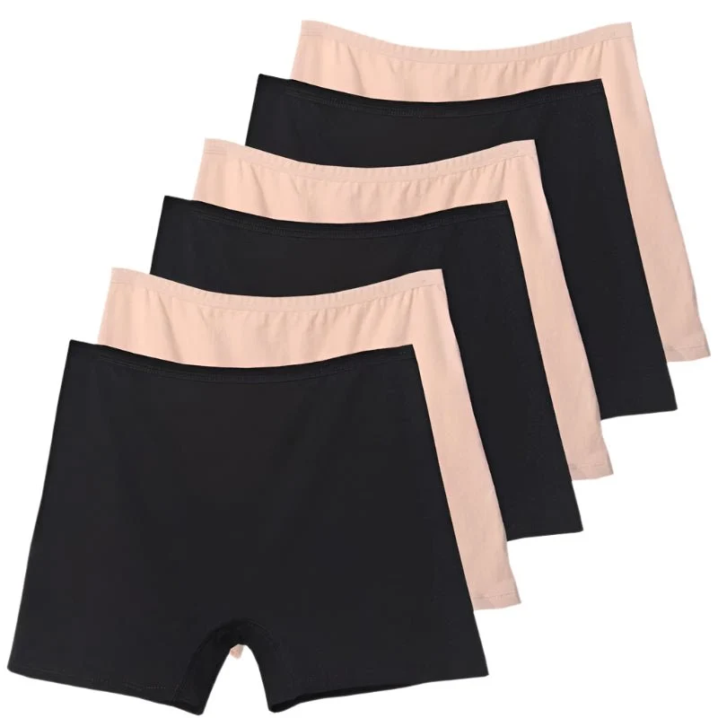6er-Pack Plus Size Boxer Briefs aus Baumwolle, Damen-Sicherheitsslips mit hohem Bund