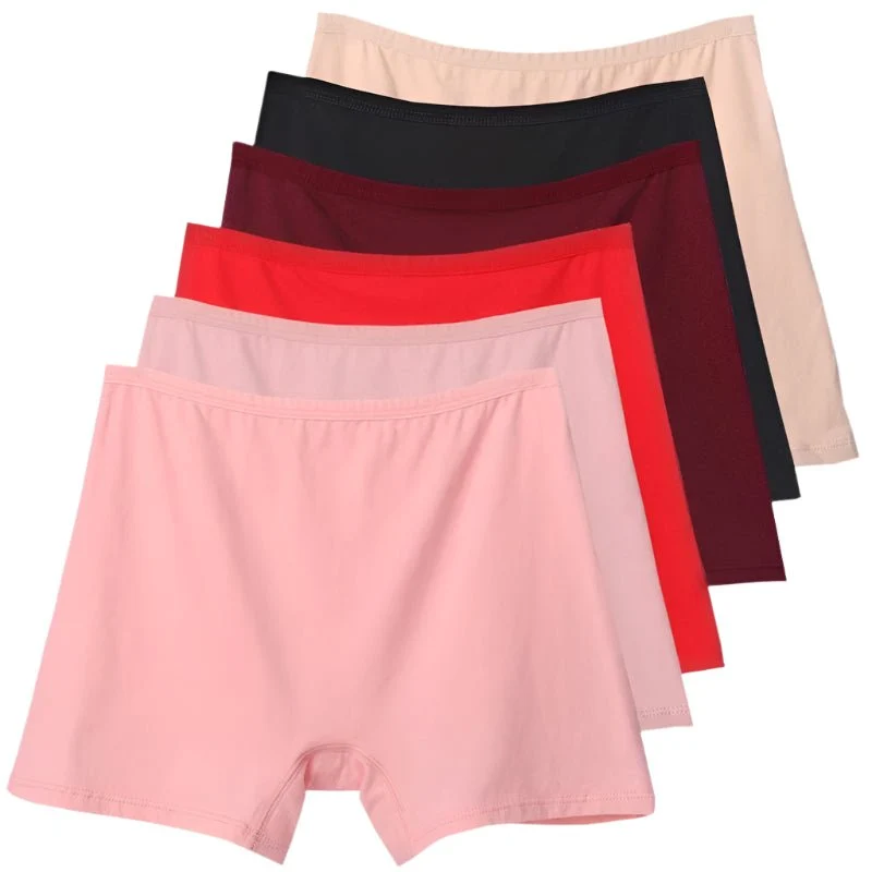 6er-Pack Plus Size Boxer Briefs aus Baumwolle, Damen-Sicherheitsslips mit hohem Bund