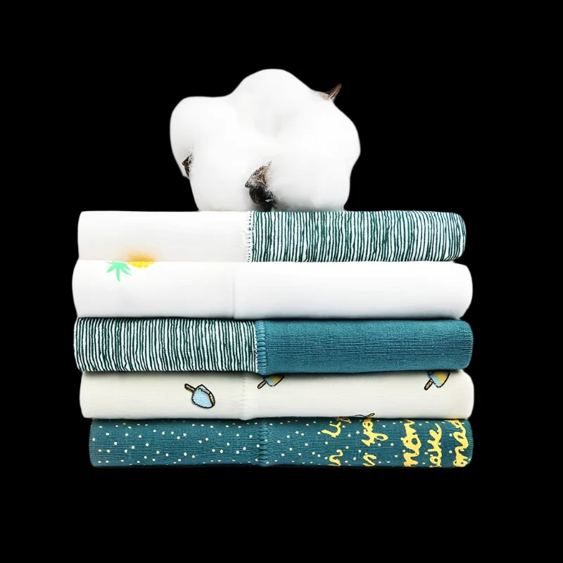 Set mit 5 hochgeschnittenen Baumwollslips für Damen – atmungsaktive Komfortslips
