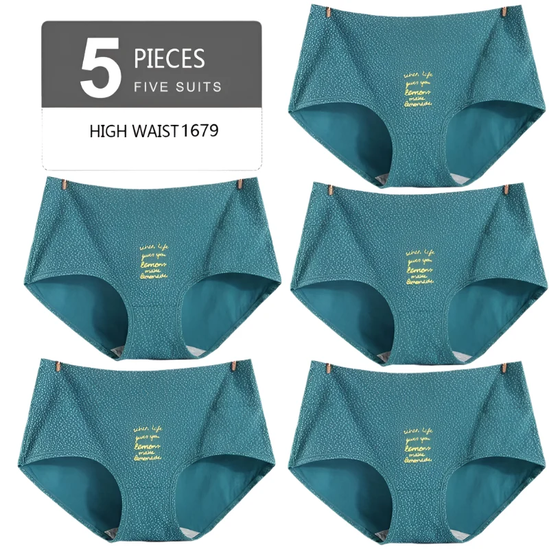 Set mit 5 hochgeschnittenen Baumwollslips für Damen – atmungsaktive Komfortslips
