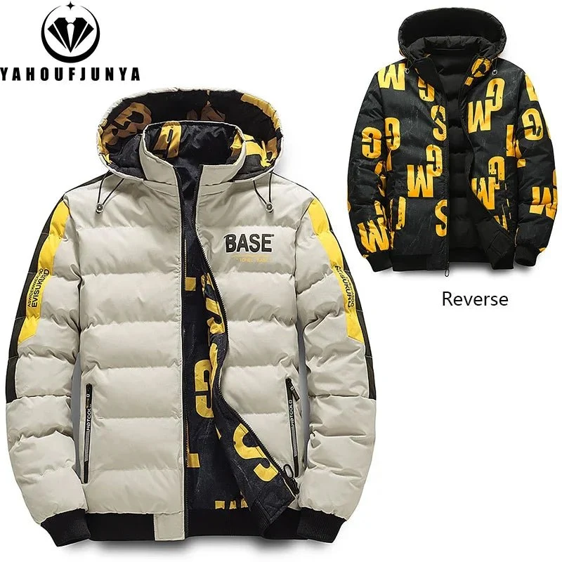 Winterliche Herren-Windjacke mit abnehmbarer Kapuze – Dicker, warmer, lässiger Parka