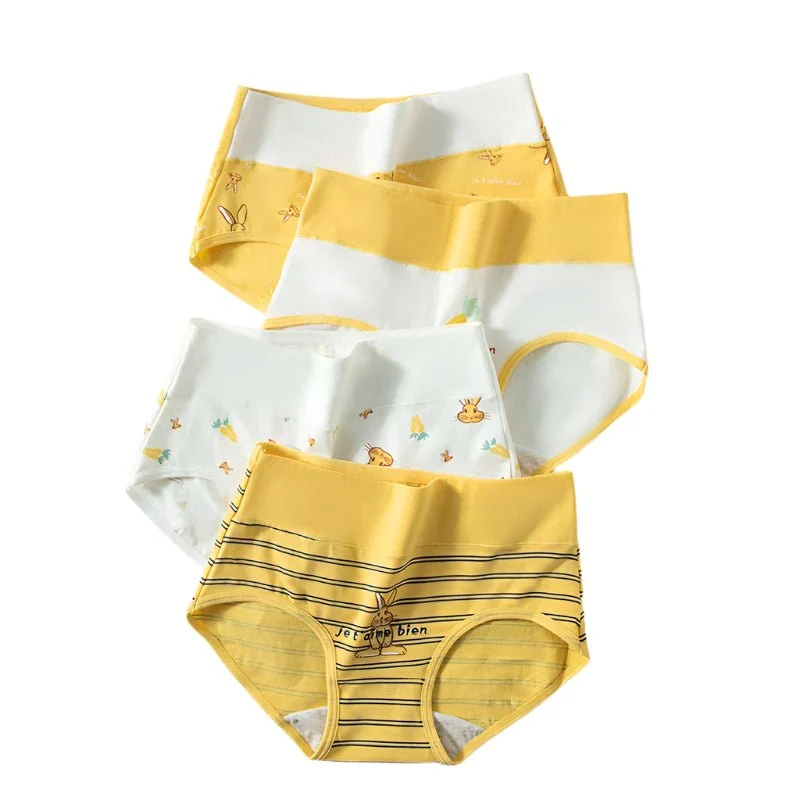 4er-Pack Damen-Unterwäsche mit hohem Bund, Größen M-5XL - Atmungsaktive Baumwollslips