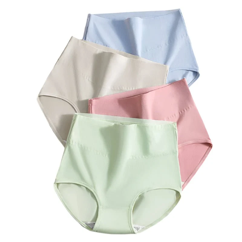 4er-Pack Damen-Unterwäsche mit hohem Bund, Größen M-5XL - Atmungsaktive Baumwollslips