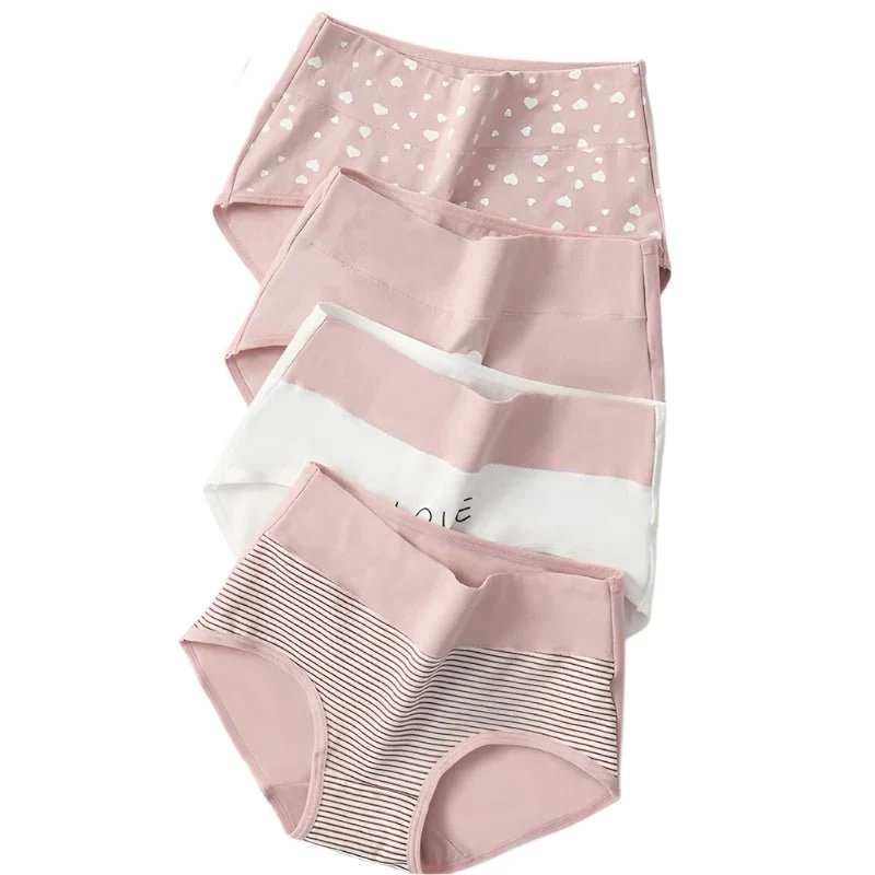 4er-Pack Damen-Unterwäsche mit hohem Bund, Größen M-5XL - Atmungsaktive Baumwollslips
