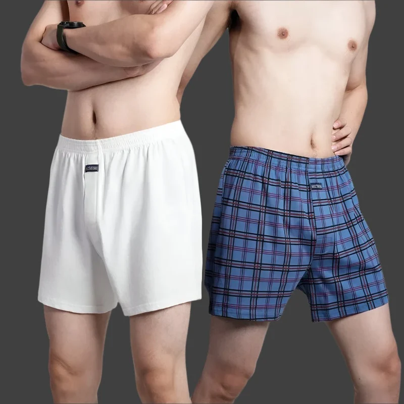 Herren-Boxershorts aus Baumwolle – 100 % Baumwolle, hoher Bund, lässiges Karomuster, Übergrößen (M–3XL)