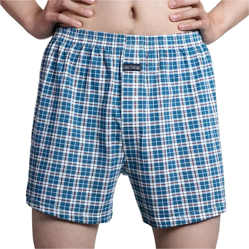Herren-Boxershorts aus Baumwolle – 100 % Baumwolle, hoher Bund, lässiges Karomuster, Übergrößen (M–3XL)