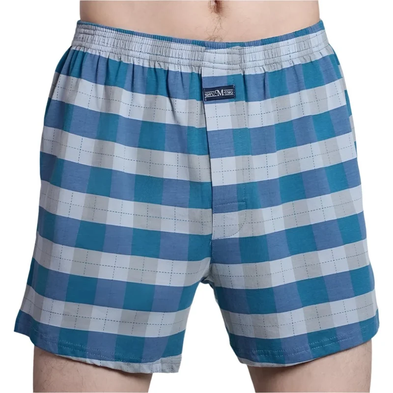 Herren-Boxershorts aus Baumwolle – 100 % Baumwolle, hoher Bund, lässiges Karomuster, Übergrößen (M–3XL)