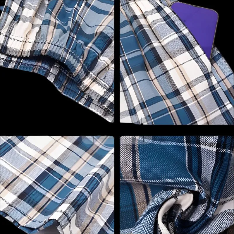 Herren-Boxershorts aus 100 % Baumwolle – Bequeme karierte Schlafbekleidung mit lockerer Passform