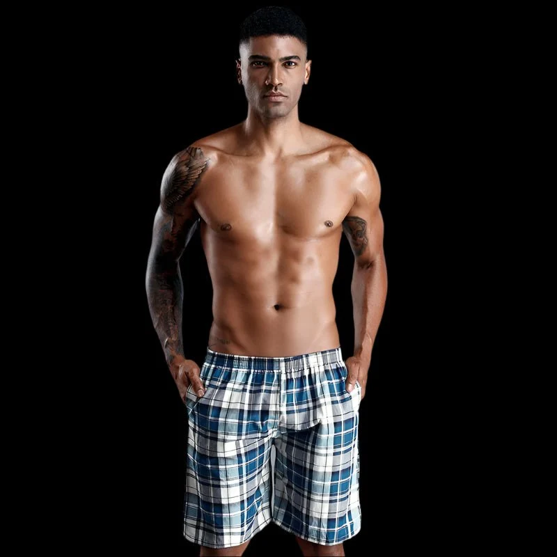 Herren-Boxershorts aus 100 % Baumwolle – Bequeme karierte Schlafbekleidung mit lockerer Passform