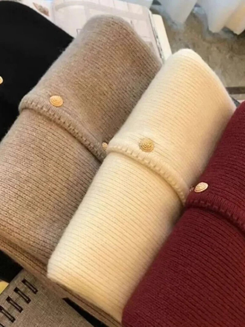 Cardigan aus reinem Kaschmir für Damen – locker gestrickter Rundhalspullover für Frühling/Herbst