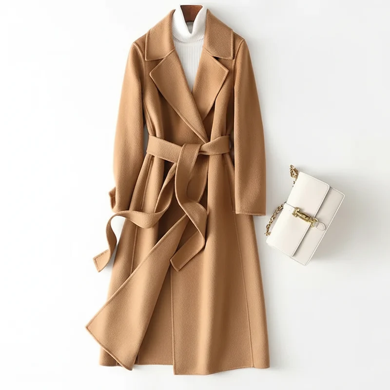 Herbstlicher Kaschmirmantel - Elegante Wolljacke mit Gürtel