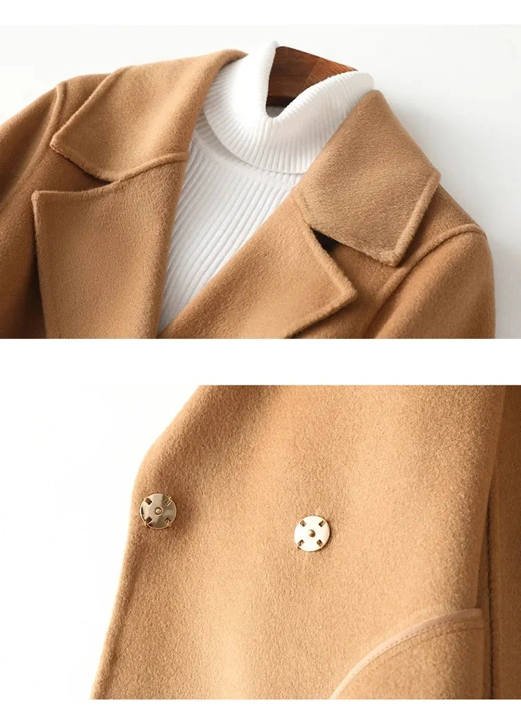 Herbstlicher Kaschmirmantel - Elegante Wolljacke mit Gürtel