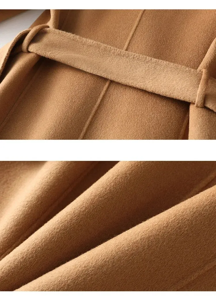 Herbstlicher Kaschmirmantel - Elegante Wolljacke mit Gürtel