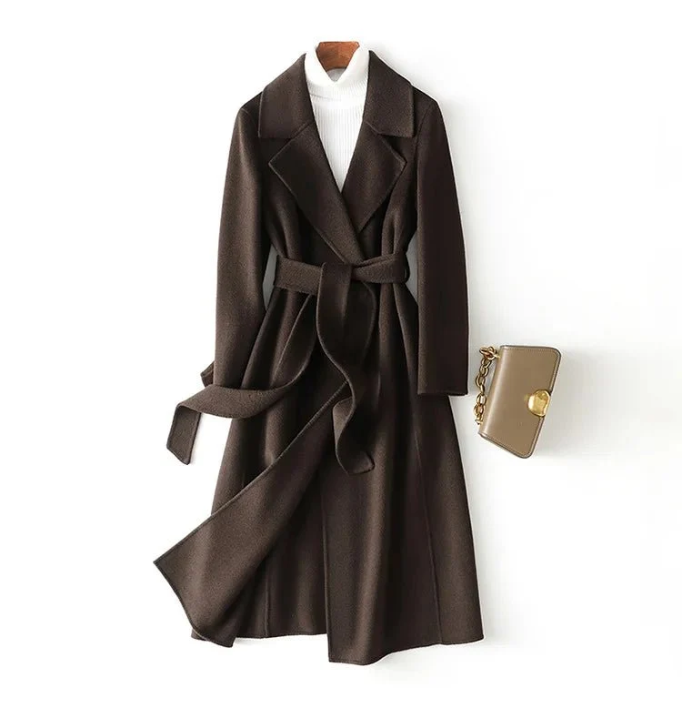 Herbstlicher Kaschmirmantel - Elegante Wolljacke mit Gürtel