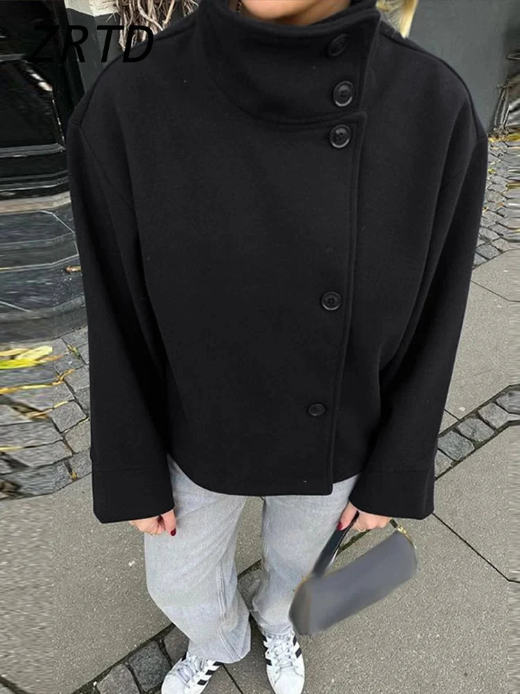 Wollmantel mit Stehkragen – Stilvolle, lässige Herbstjacke für Damen