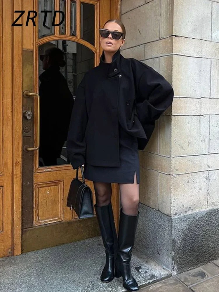 Wollmantel mit Stehkragen – Stilvolle, lässige Herbstjacke für Damen
