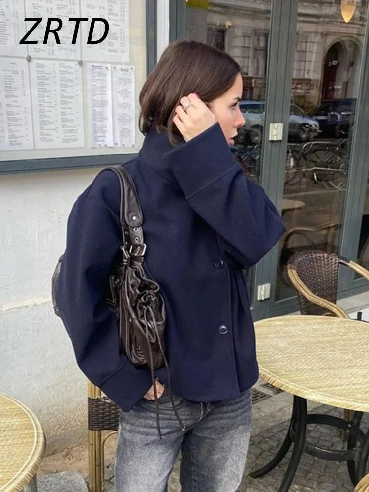 Wollmantel mit Stehkragen – Stilvolle, lässige Herbstjacke für Damen