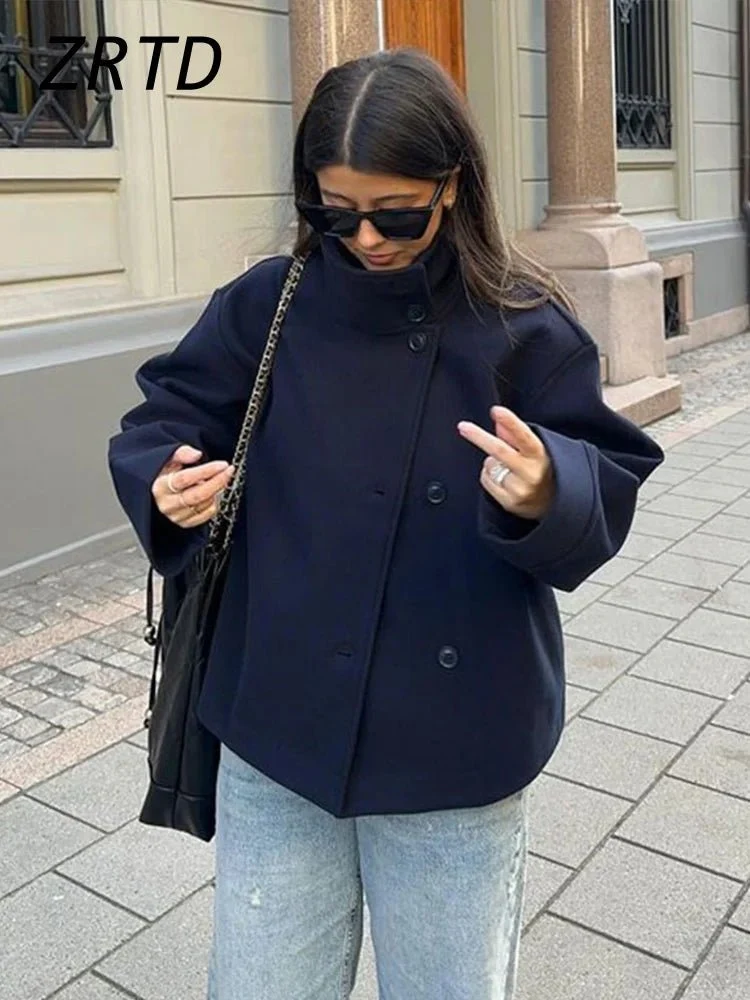 Wollmantel mit Stehkragen – Stilvolle, lässige Herbstjacke für Damen