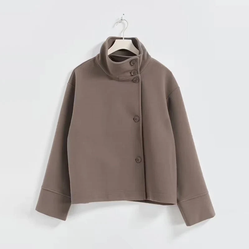 Wollmantel mit Stehkragen – Stilvolle, lässige Herbstjacke für Damen