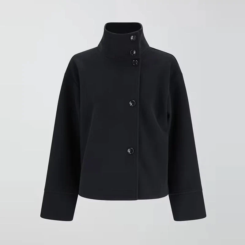 Wollmantel mit Stehkragen – Stilvolle, lässige Herbstjacke für Damen