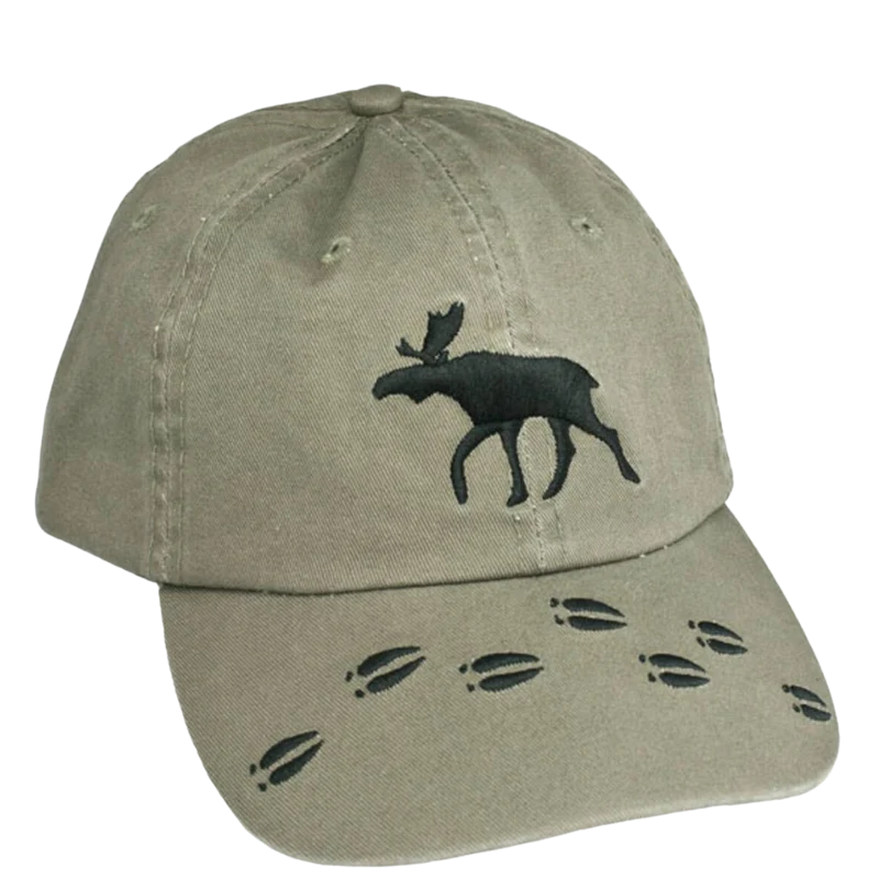 Kappe mit Elch und Elchspuren - Olivgrün