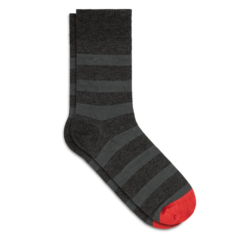 Asaka Herrensocken Blockstreifen Schwarz & Grau