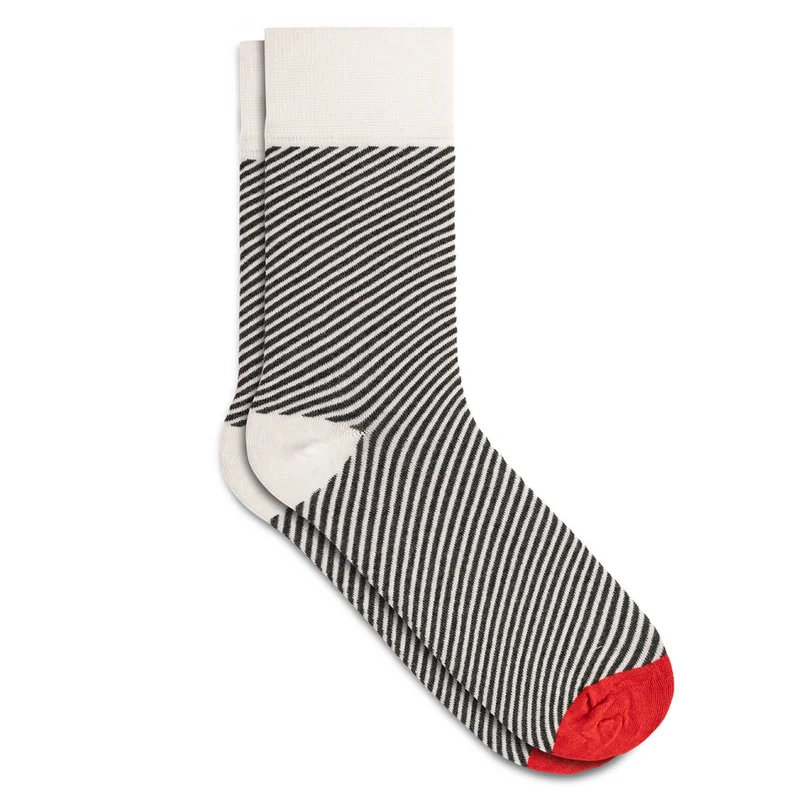 Asaka Herrensocken Streifen Schwarz & Weiß