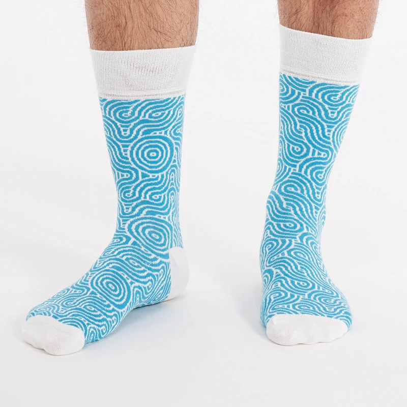 Asaka Herrensocken japanisches Muster hellblau