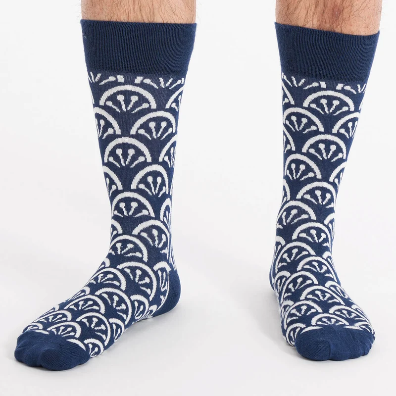Asaka Herrensocken japanisches Muster blau