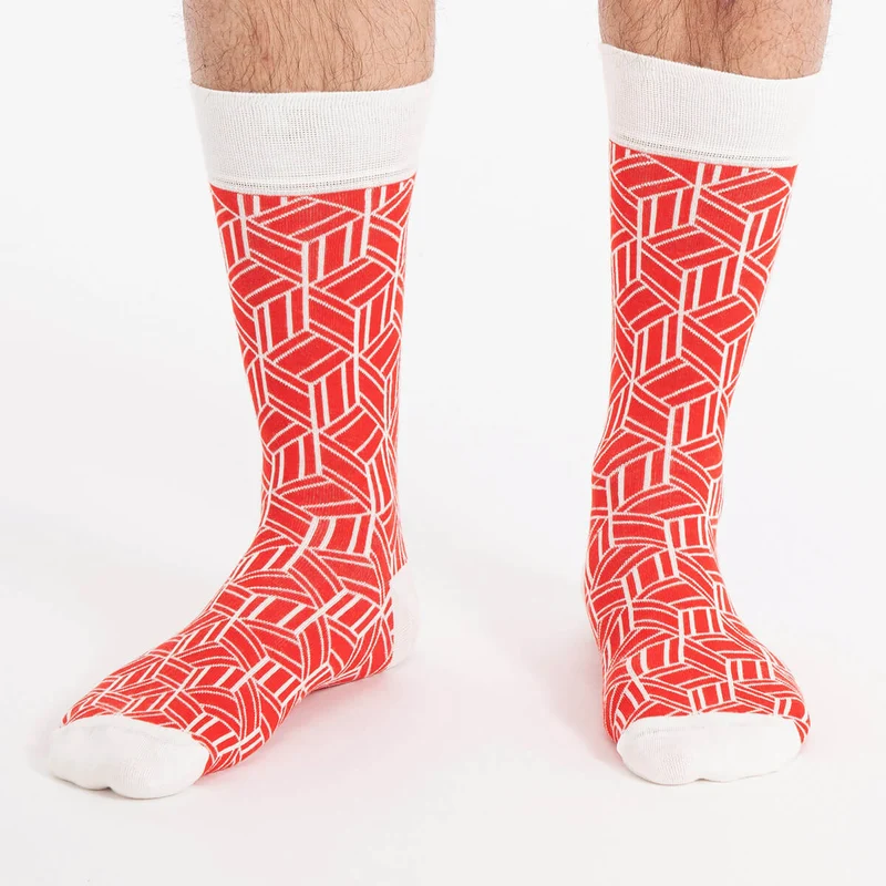 Asaka Herrensocken japanisches Muster rot