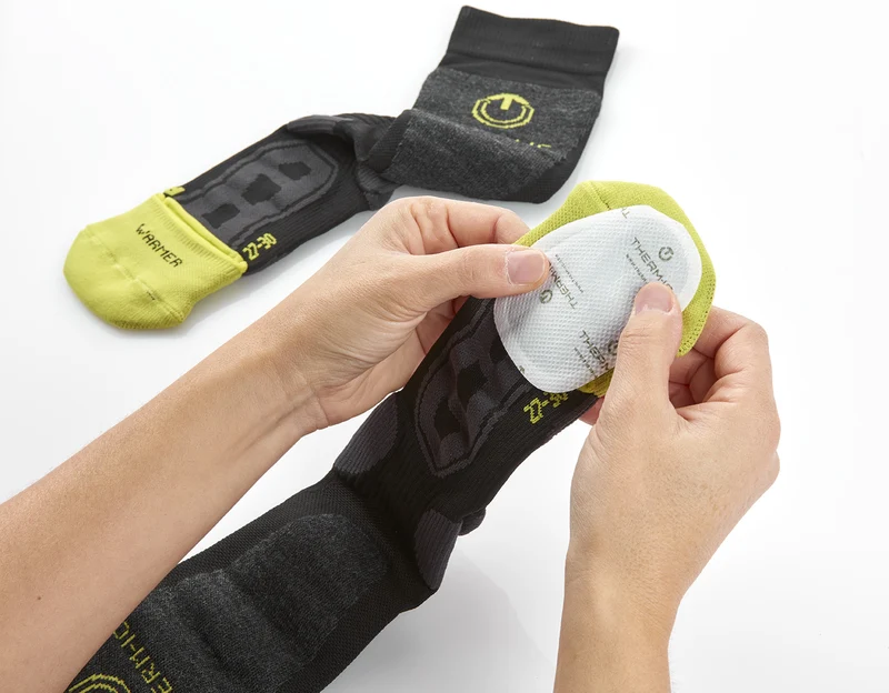 Ski socks with warmer pocket - Warmer Ready green