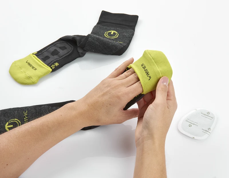Ski socks with warmer pocket - Warmer Ready green