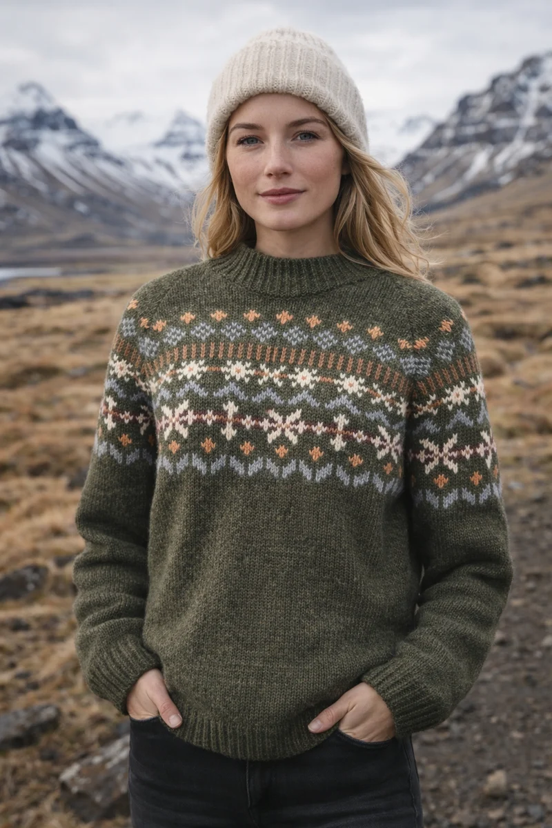 Solveig - Merinowollpullover - Damen - Grün