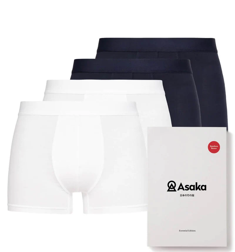 Asaka 4er-Pack Boxer Bambus Navy & Weiß