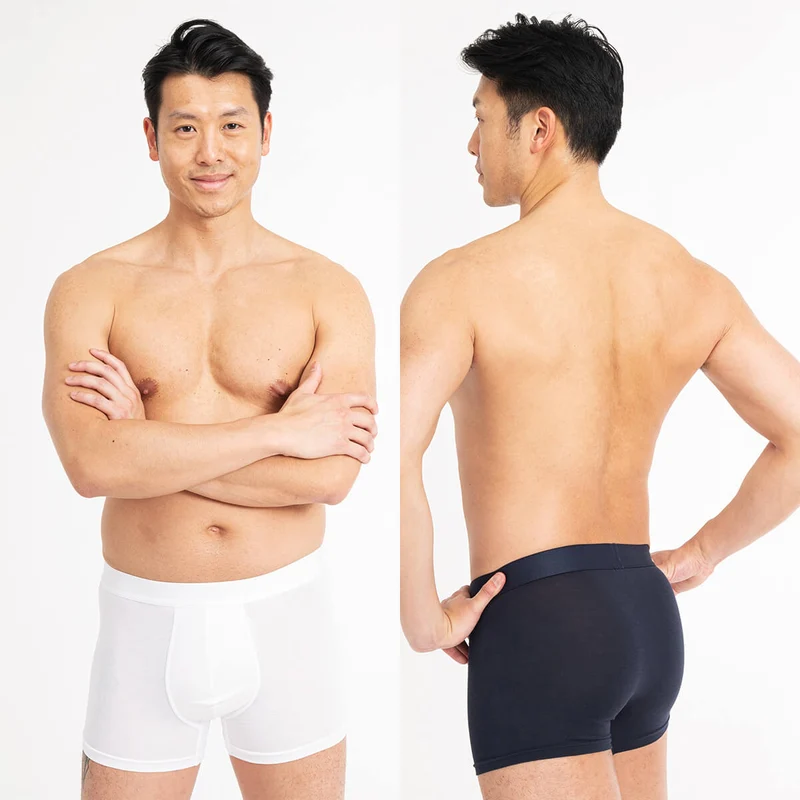 Asaka 4er-Pack Boxer Bambus Navy & Weiß