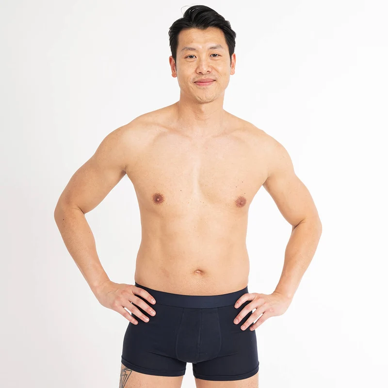 Asaka 4er-Pack Boxer Bambus Navy & Weiß