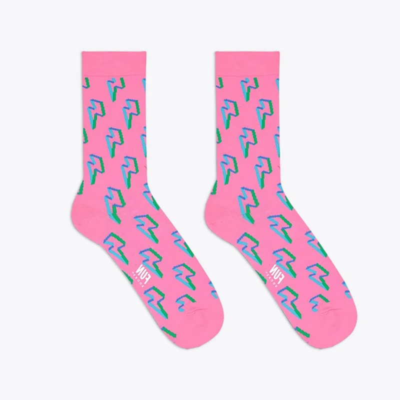 Fun Socks Damensocken rosa Blitze