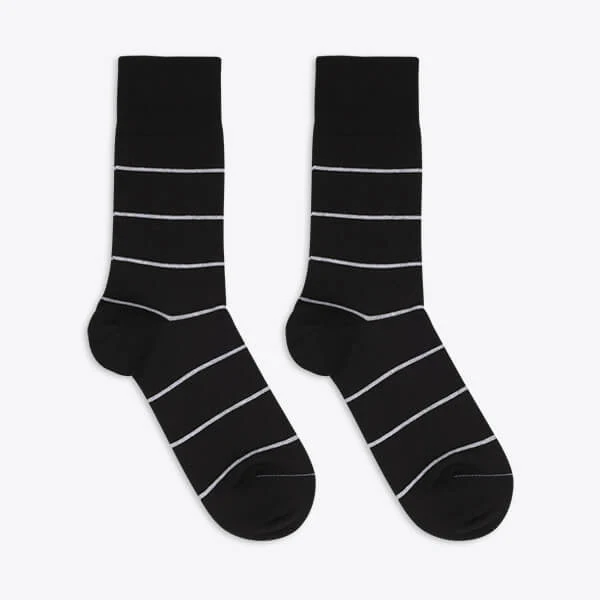 Von Jungfeld Herrensocke Stripes Streifenmuster schwarz