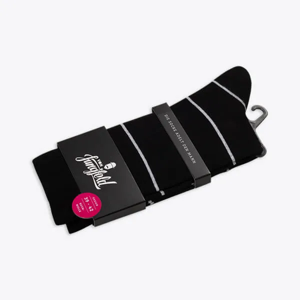 Von Jungfeld Herrensocke Stripes Streifenmuster schwarz