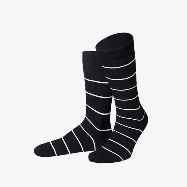 Von Jungfeld Herrensocke Stripes Streifenmuster schwarz