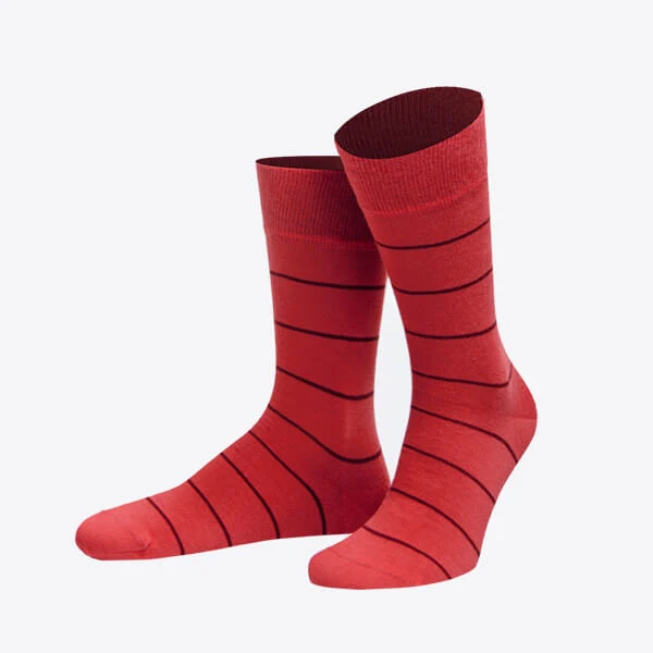 Von Jungfeld Herrensocke Stripes Dublin Streifenmuster rot