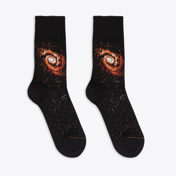 Von Jungfeld Herrensocke schwarz mit Motiv Milkyway