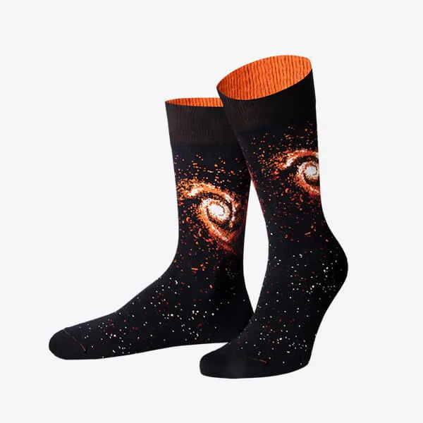 Von Jungfeld Herrensocke schwarz mit Motiv Milkyway