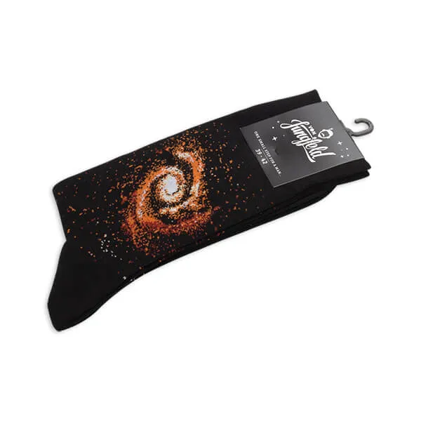 Von Jungfeld Herrensocke schwarz mit Motiv Milkyway