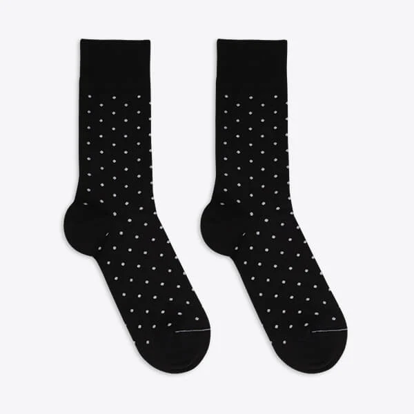 Von Jungfeld Herrensocke Dots Punktemuster Baumwolle schwarz